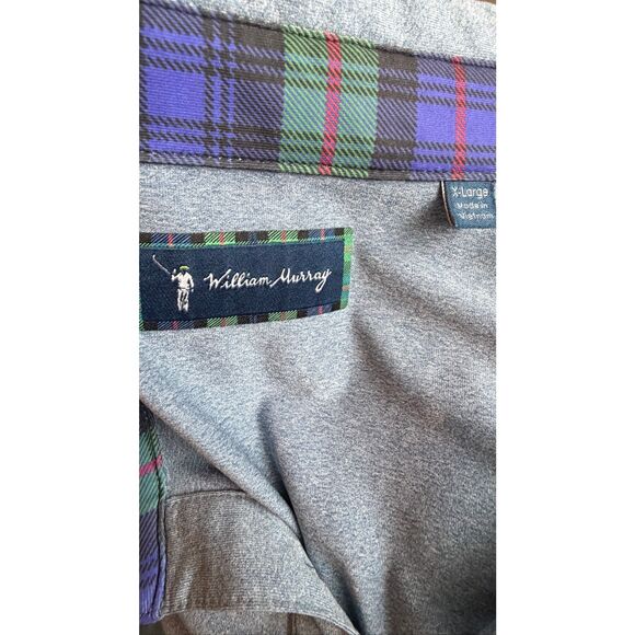William Murray Golf Long Sleeve Polo Shirt XL Plaid Collar - Picture 4 of 4